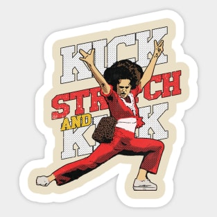 sally omalley KICK STRECH AND KICK fan design Sticker